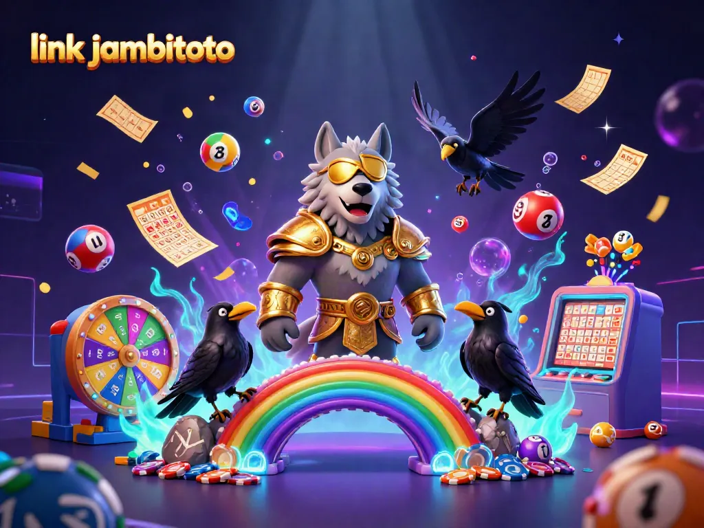 Experience thrills with link jambitoto as colorful lottery elements bounce energetically in a dynamic casino scene.
