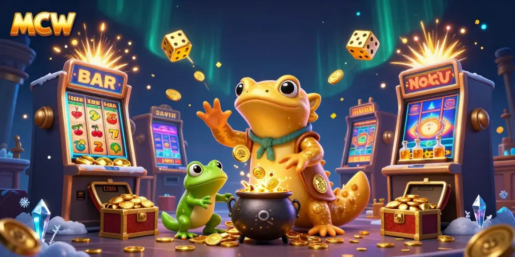MCW showcases immersive gaming with a golden salamander alchemist and dynamic casino elements.