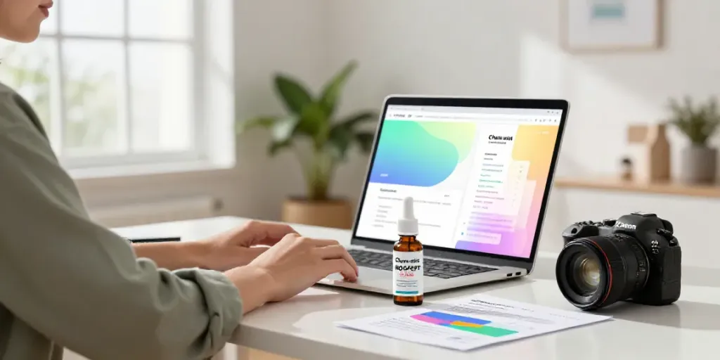 Chem-mist NOOPEPT 1.5 MG Spray in a modern home office setup, showcasing a productive atmosphere.