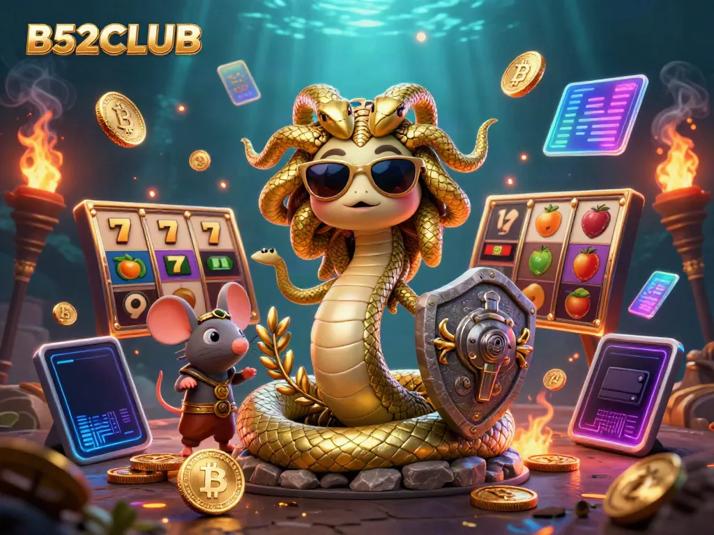 Experience thrilling gaming action at B52CLUB with vibrant, animated casino characters.