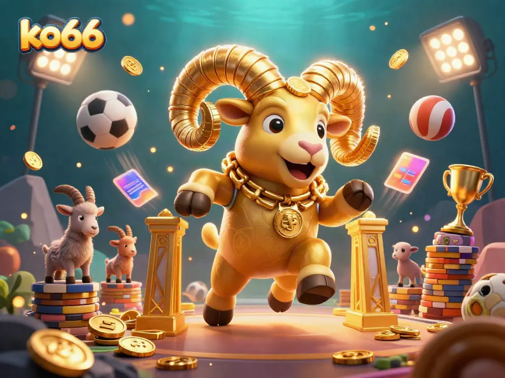 Experience the excitement of betting with ko66 in a dynamic casino-themed illustration
