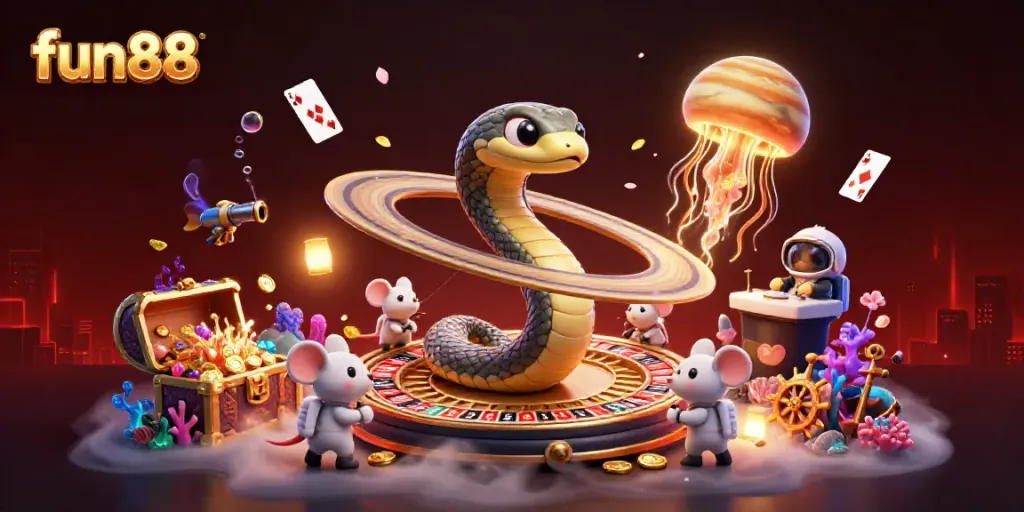 Experience the thrill of fun88 with astronauts placing bets on a cosmic roulette wheel.