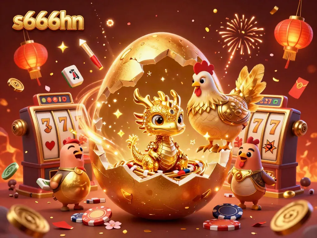 Join the thrilling excitement of s666hn casino with a golden dragon and gaming symbols.