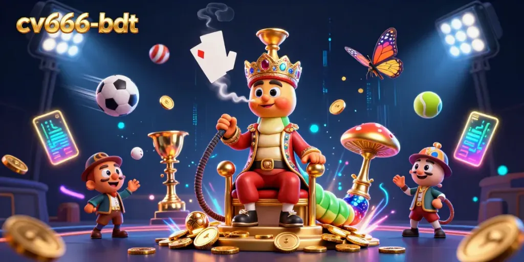 Engage in thrilling gameplay at cv666-bdt with vibrant 3D illustrations showcasing casino elements.