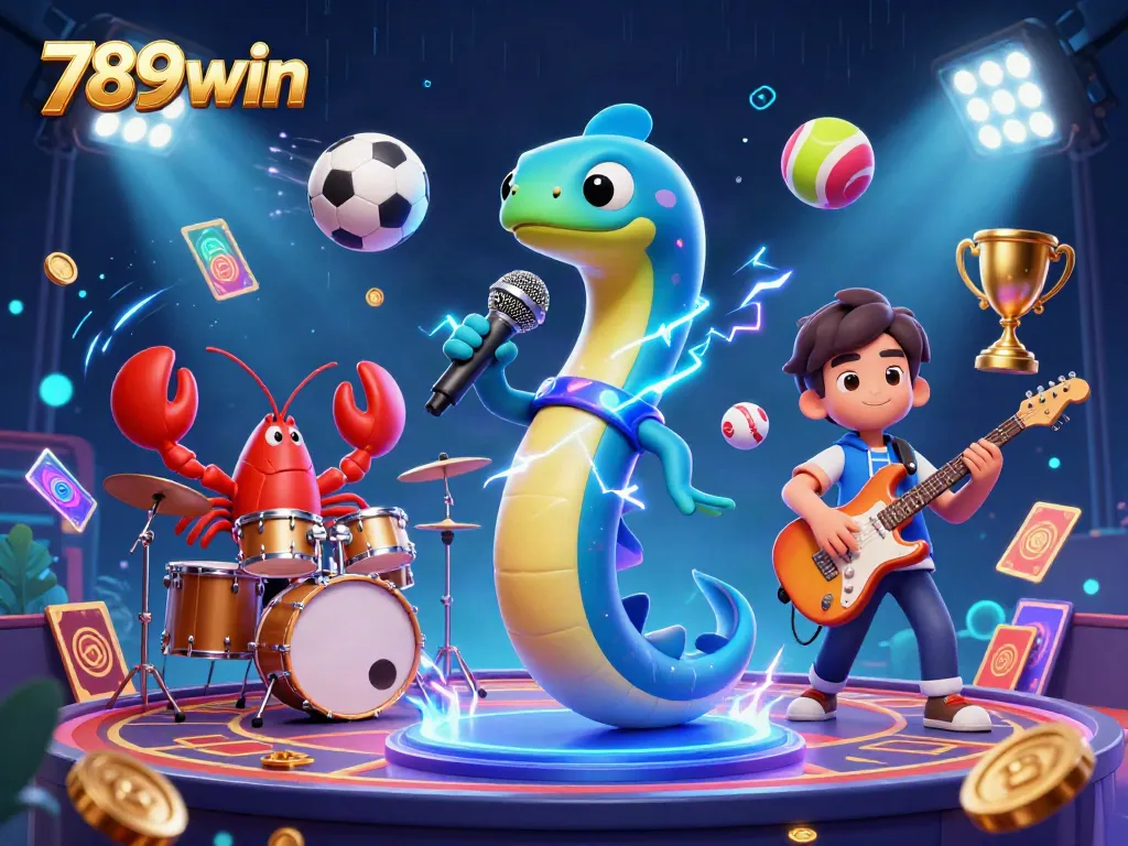 Immerse in the thrilling underwater world of 789win, where playful sea creatures perform on a vibrant casino stage.