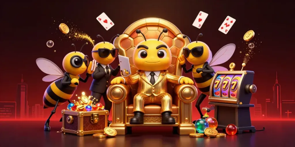 Experience Luck8, winning big with vibrant casino action and colorful characters in a dynamic 3D scene.