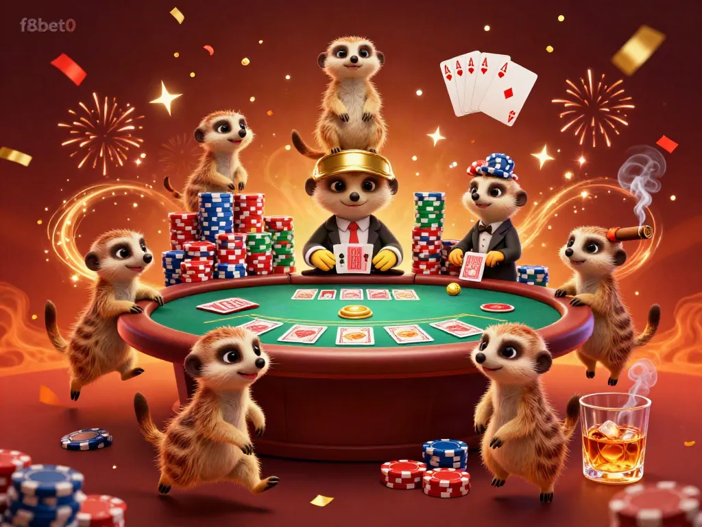Experience thrilling casino action with f8bet0's vibrant meerkat scene showcasing poker gameplay.