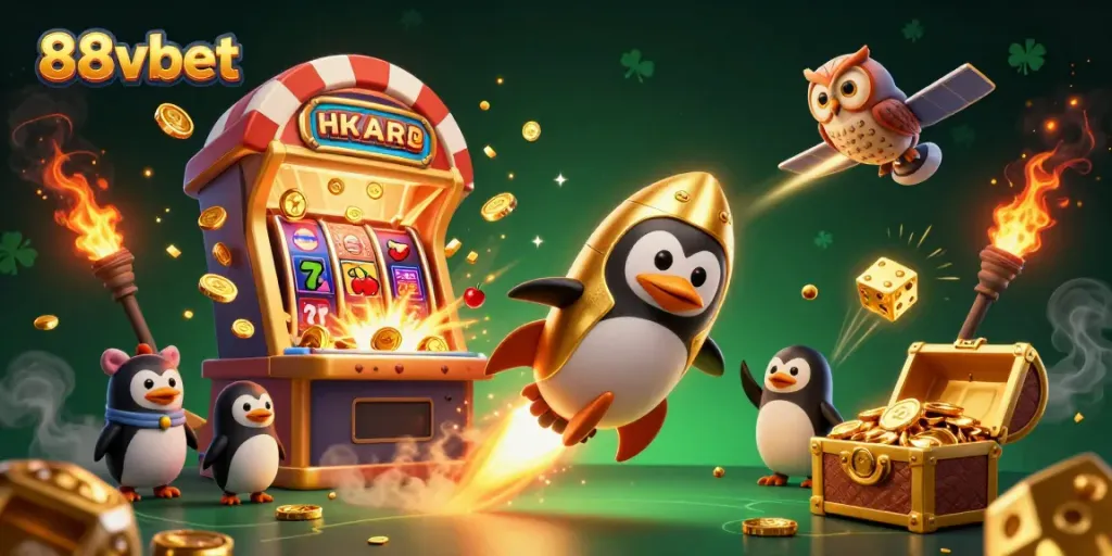 Experience the thrilling world of 88vbet with a golden penguin and jackpot excitement.