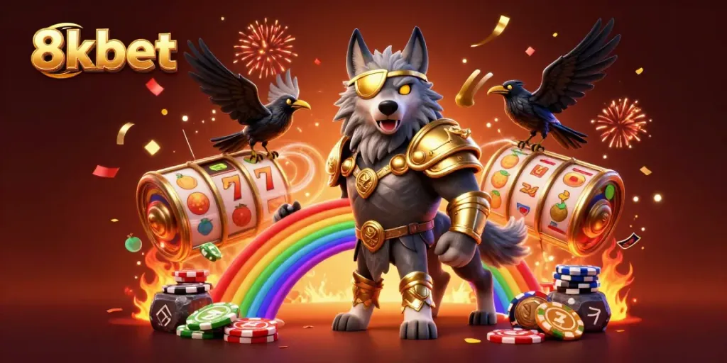 Experience excitement with 8xbet casino as Odin, ravens, and slot reels energize the scene.
