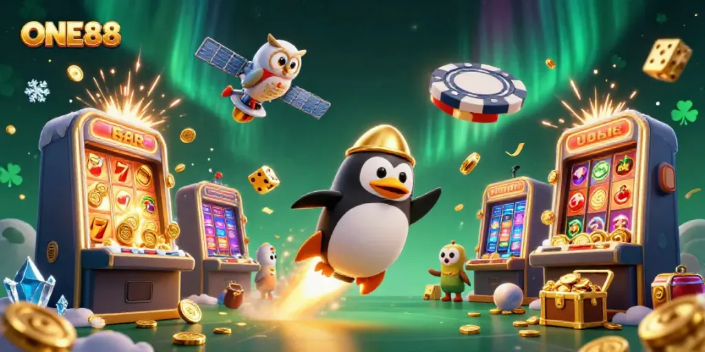 Experience thrilling adventures with ONE88 in a dazzling 3D casino world filled with gold and excitement.
