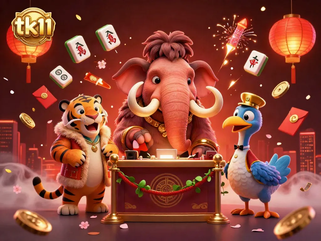 Experience the vibrant atmosphere of tk11 with cartoon characters in a dynamic casino scene.
