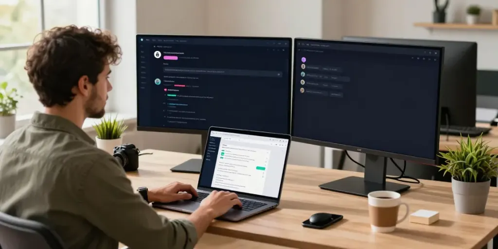 Engaged developer showcasing the WordPress AI chat plugin in a modern workspace.