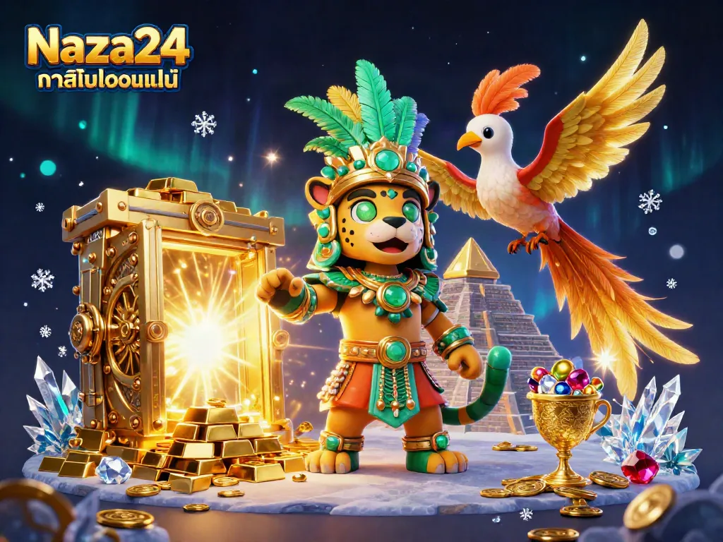 ภาพการ์ตูน 3D ของ Naza24 คาสิโนออนไลน์ พร้อมเจ้าเสือและนกเควดัล