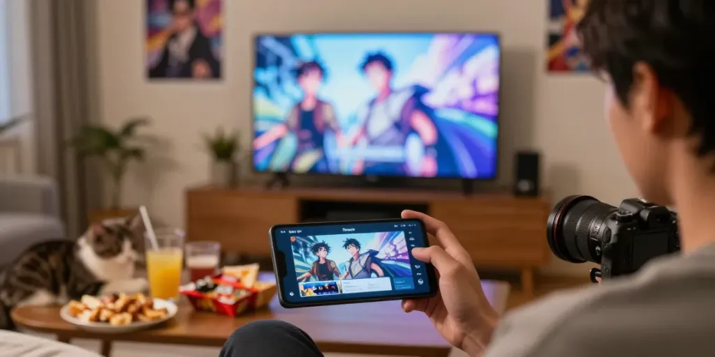 Utilisation de l'application Senpai Stream pour regarder des films et des animes dans un cadre confortable.